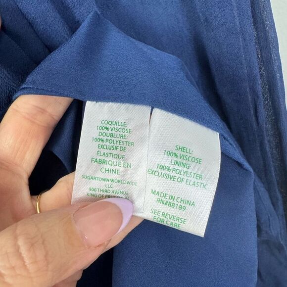 LILLY PULITZER | NEW Ellielynn Sheer Long Sleeve Navy Blue Blouse Women’s Size 2 - Picture 9 of 11